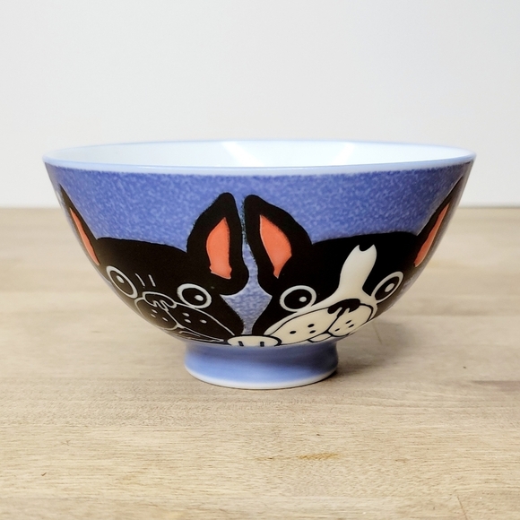 mino ware Other - Mino ware frenchi bulldogs blue bowl